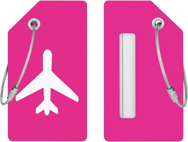 JOIKIT 2 Pack Silicone Luggage Tag for Suitcases with Stainless Loop with Name ID Card Perfect to Quickly Spot Baggage Handbag Luggage Travel Suitcase (Rose Red) - Image 2